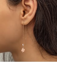Papatya Silver Sallantılı Tekli Yonca Küpe Nano Zirkon Taşlı 925 Ayar Gümüş
