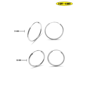 2'li Halka Bayan Gümüş Küpe 21/18 mm
