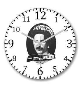 God Save the Queen1 Duvar Saati Bombeli Gercek Cam