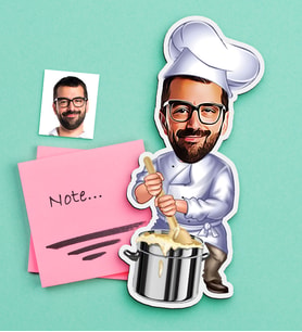 BK Gift Kişiye Özel Bay Aşçı Karikatürlü Ahşap Magnet (Çok Renkli)