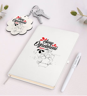 BK Gift Kişiye Özel Sınıf Öğretmeni Beyaz Defter Kalem ve Anahtarlık Hediye Seti-12 (Model 1)