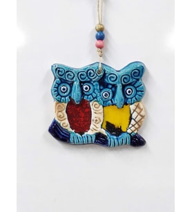 Seramik Mini Baykuşlar Dekoratif Duvar Süsü 12x10 cm