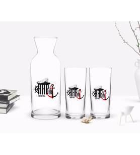 BK Gift Kişiye Özel Renkli Baskılı Kaptan Tasarımlı İkili Rakı Bardağı ve Karaf Hediye Seti-2 (Beyaz)
