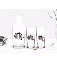 BK Gift Kişiye Özel Renkli Baskılı Kaptan Tasarımlı İkili Rakı Bardağı ve Karaf Hediye Seti-2 (Beyaz)