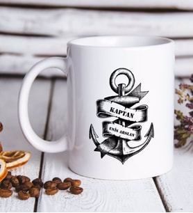 BK Gift Kişiye Özel Kaptan Beyaz Kupa Bardak-6