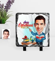 BK Gift Kişiye Özel Bay Öğretmen Karikatürlü Dekoratif Doğal Taş  4