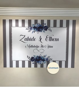 100x70cm Söz, Nişan, Kına Gecesi, Düğün İçin Kişiye Özel Branda Afiş Arka Fon