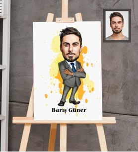 Kişiye Özel İş Adamı Karikatürlü  Ahşap Tablo 30x47 Bay-7