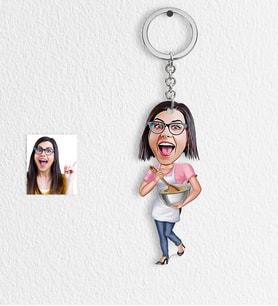 BK Gift Kişiye Özel Bayan Ev Hanımı Anne Karikatür Anahtarlık  3