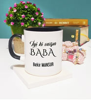 İyi ki Varsın Baba Tasarımlı Babaya Kupa Bardak Siyah