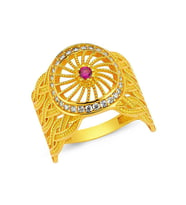 Pembe Taşlı 14 Ayar Altın Yüzük 4.65 Gram (Çok Renkli)