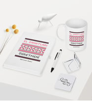 BK Gift Kişiye Özel El Sanatları Öğretmeni Temalı Beyaz Defter Kalem Kupa Ayna Seti