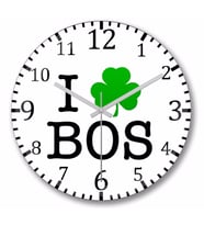 I Clover Boston Duvar Saati Bombeli Gercek Cam