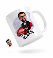 BK Gift Kişiye Özel Erkek Patron Karikatürlü Beyaz Kupa Bardak-1