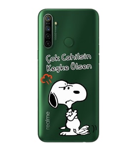 Snoopy Tasarımlı Süper Şeffaf Silikon Telefon Kılıfı Oppo Realmi 5i