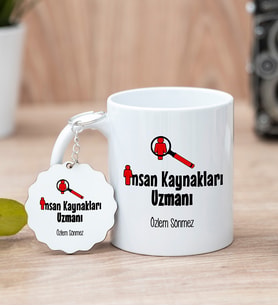 İnsan Kaynakları Uzmanı Beyaz Kupa Bardak Ve Anahtarlık Set