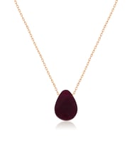 Papatya Silver Faset Damla Kesim Bordo Taşlı 925 Ayar Gümüş Kolye (Rose)