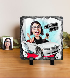 BK Gift Kişiye Özel Bayan Patron Karikatürlü Dekoratif Doğal Taş  2
