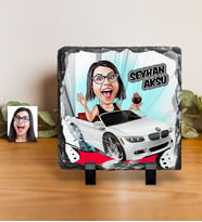 BK Gift Kişiye Özel Bayan Patron Karikatürlü Dekoratif Doğal Taş  2