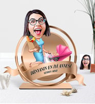 BK Gift Kişiye Özel Dünyanın En İyi Annesi Karikatürlü 3D Ahşap Biblo Plaket - 5 (Çok Renkli)