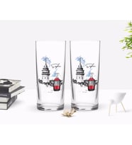 BK Gift Kişiye Özel Renkli Baskılı İstanbul Tasarımlı İkili Rakı Bardağı Seti-1 (Beyaz)