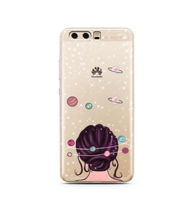 Space Girl Tasarım Süper Şeffaf Silikon Telefon Kılıfı Huawei P10 
