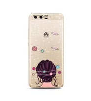 Space Girl Tasarım Süper Şeffaf Silikon Telefon Kılıfı Huawei P10 