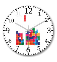 Tetris Duvar Saati Bombeli Gercek Cam