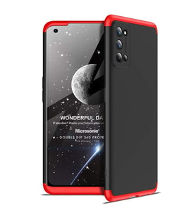Microsonic Realme 7 Pro Kılıf Double Dip 360 Protective Siyah Kırmızı
