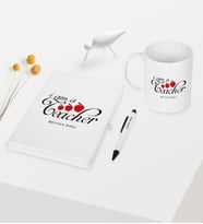 BK Gift Kişiye Özel Sınıf Öğretmeni Temalı Beyaz Defter Kalem Kupa Seti - 6