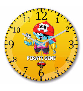 Brawl Stars Pırate  Gene Duvar Saati Bombeli Gercek Cam