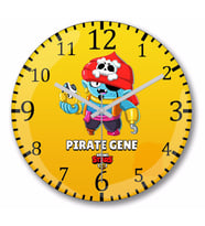 Brawl Stars Pırate  Gene Duvar Saati Bombeli Gercek Cam