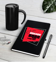 BK Gift Kişiye Özel Doktor Baba Siyah Defter Kalem Termos Mug Seti-1 (Model 1)