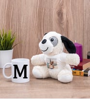 Baş Harfli Beyaz Kupa Bardak ve Peluş Köpek