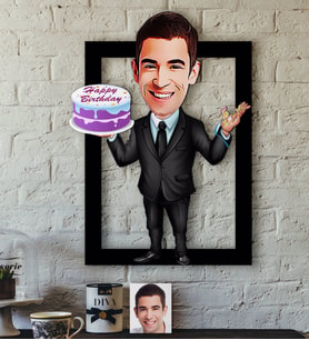 BK Gift Kişiye Özel Bay Doğum Günü Karikatürlü 3D Ahşap Tablo-2