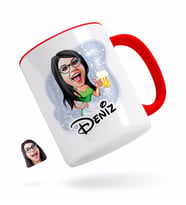 BK Gift Kişiye Özel Kadın Karikatürlü Kırmızı Kupa Bardak-30