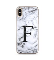 Iphone Xs Beyaz Mermer Harf Tasarımlı Telefon Kılıfı F-Harfi 