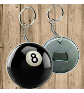 Siyah Bilardo Topu Anahtarlık - Açacaklı Anahtarlık
