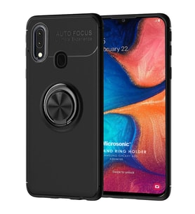 Microsonic Samsung Galaxy A20 Kılıf Kickstand Ring Holder Siyah