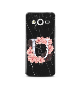 Mermer Çiçekli Harf Tasarım Süper Şeffaf Silikon Telefon Kılıfı Samsung Core 2 U