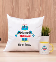 Mekatronik Mühendisi Kare Yastık ve Sarı Kupa Bardak