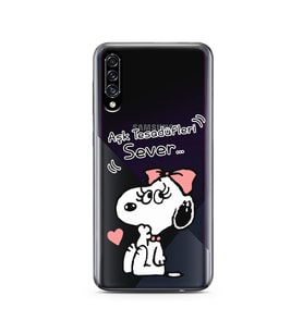 Snoopy Tasarımlı Süper Şeffaf Silikon Telefon Kılıfı Samsung A30s