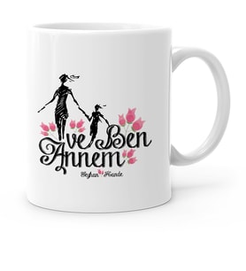 BK Gift Kişiye Özel Annen Ve Ben Beyaz Kupa Bardak  1