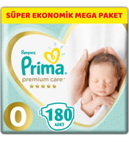 Prima Premium Care Bebek Bezi Beden:0 (1.5-2.5Kg) Prematüre 180 Adet Süpe Ekonomik Mega Pk