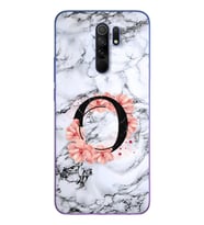 Mermer Çiçekli Harf Tasarım Süper Şeffaf Silikon Telefon Kılıfı Xiomai Redmi 9 O