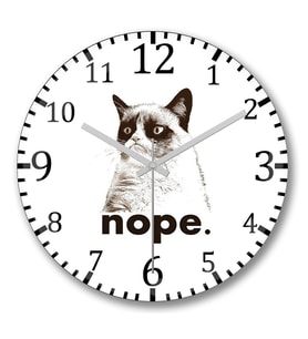 Nope Cats Kedi Duvar Saati Bombeli Gercek Cam