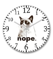 Nope Cats Kedi Duvar Saati Bombeli Gercek Cam