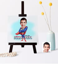 BK Gift Kişiye Özel Süper Baba Karikatür 19 X 28 Cm Ahşap Şovale  1