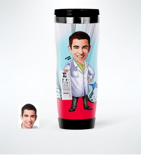 BK Gift Kişiye Özel Bay Göz Doktoru Karikatürlü Çelik Termos Bardak  1