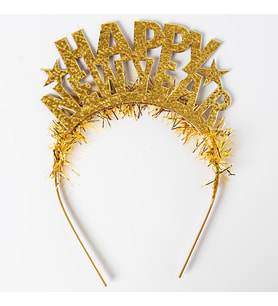 Yılbaşı Happy New Year Metalik Altın Taç
